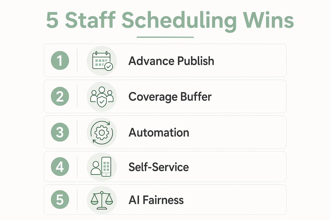 Infographic showing key wins of staff scheduling