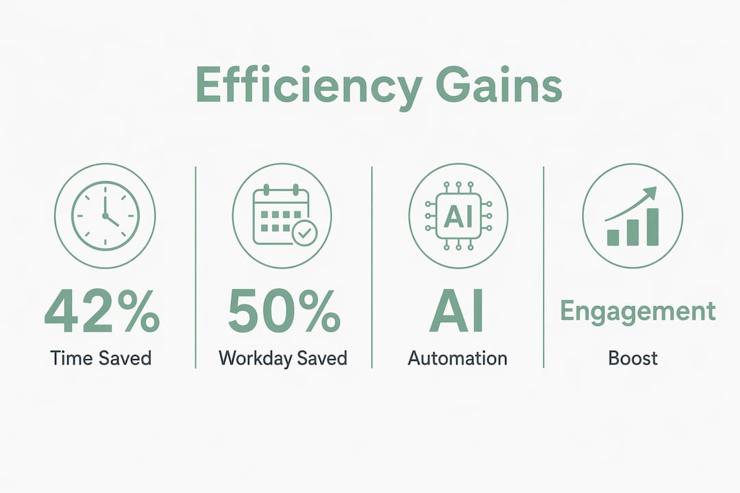 Infographic showing technology efficiency gains in staff
