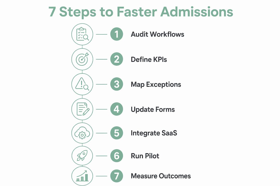 Infographic showing 7 steps for faster admissions