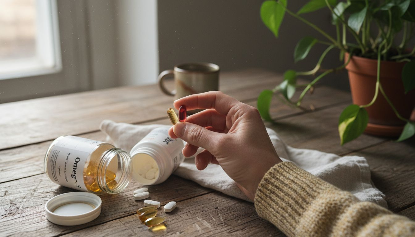 Une main présente des gélules dédiées à la beauté.