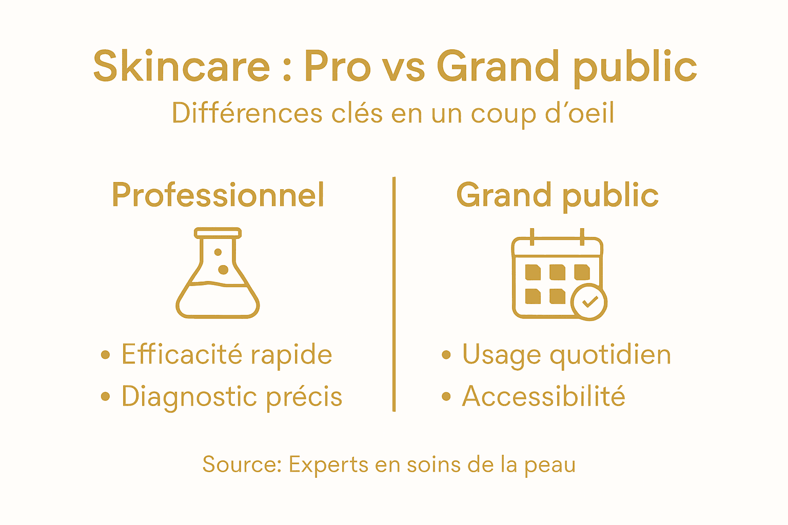 Infographie : les différences entre soins de la peau professionnels et produits grand public