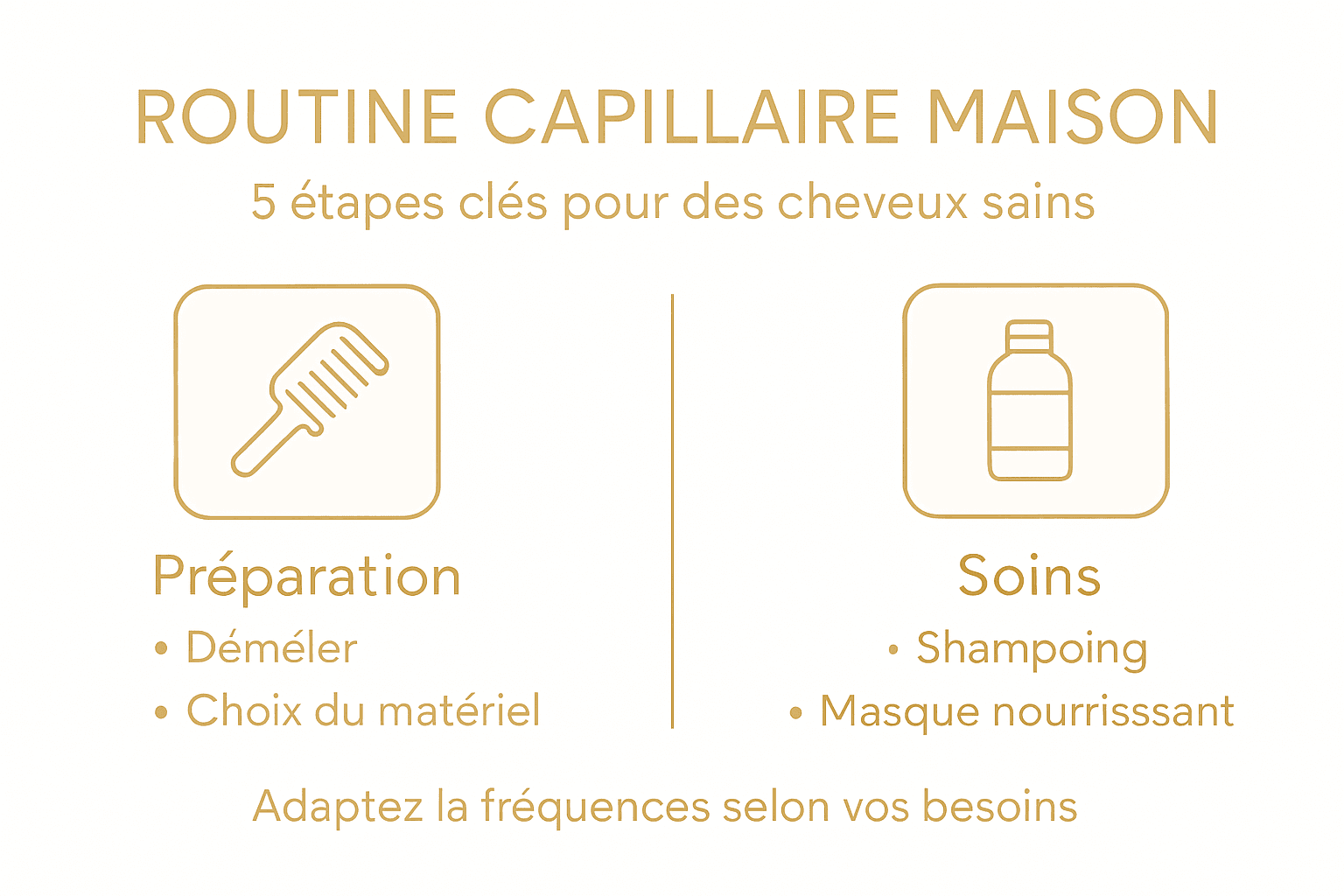Illustration des différentes étapes pour une routine capillaire à faire soi-même