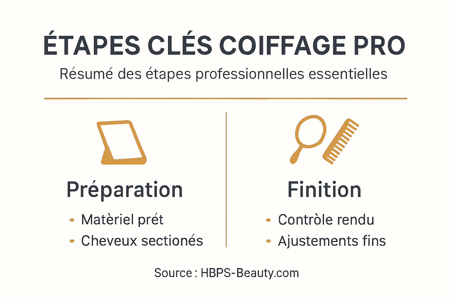 Infographie récapitulative des étapes clés d’une mise en beauté professionnelle