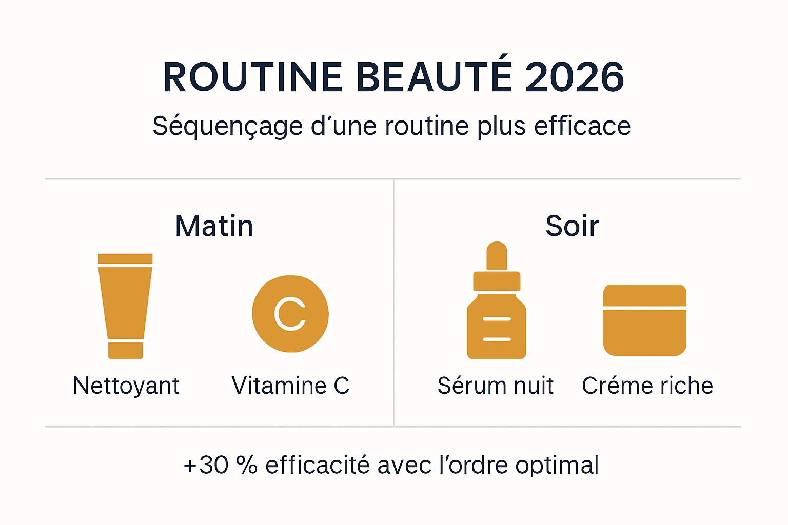 Visuel explicatif présentant les étapes clés d’une routine beauté haut de gamme