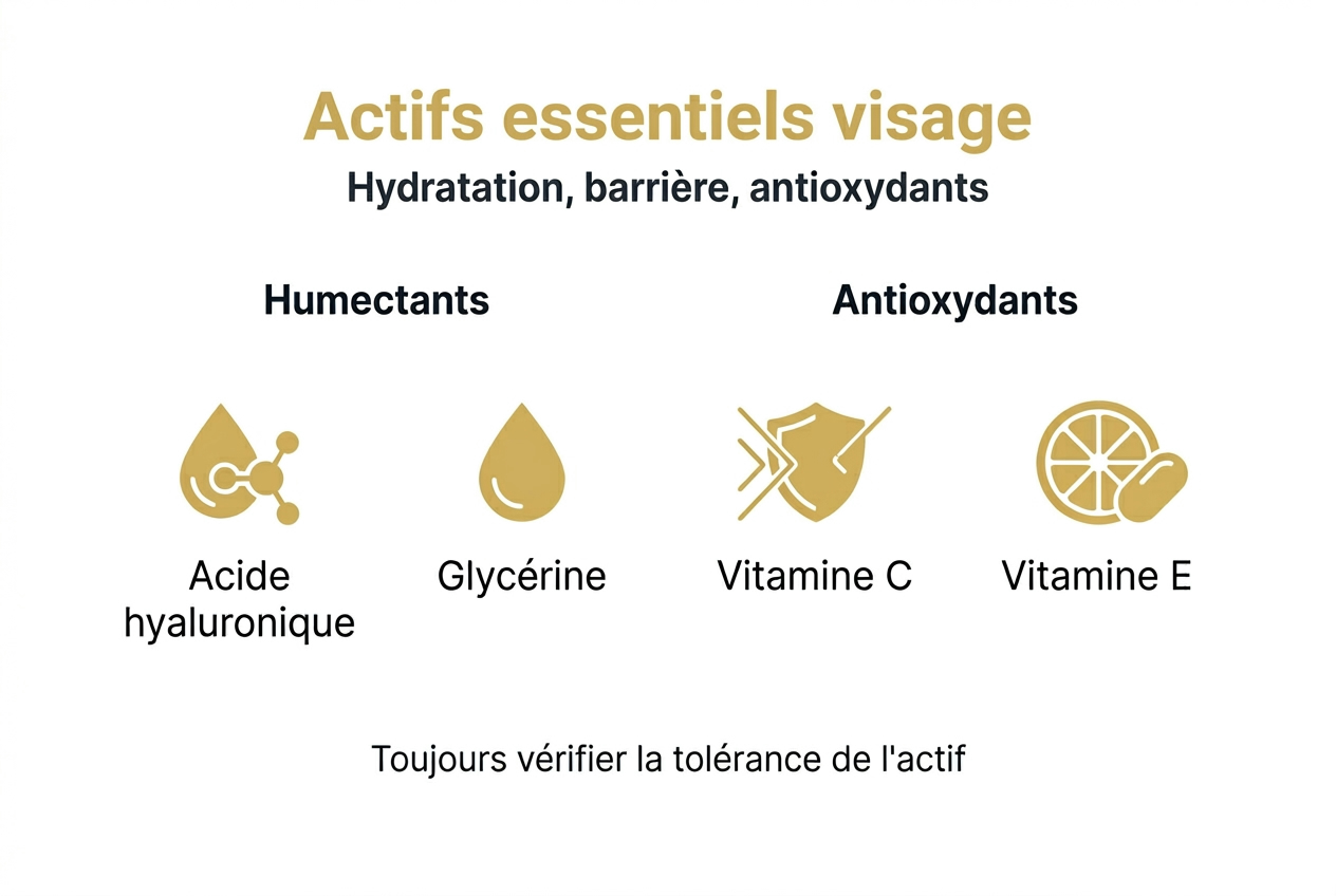 Visuel récapitulatif des principaux actifs pour le soin du visage