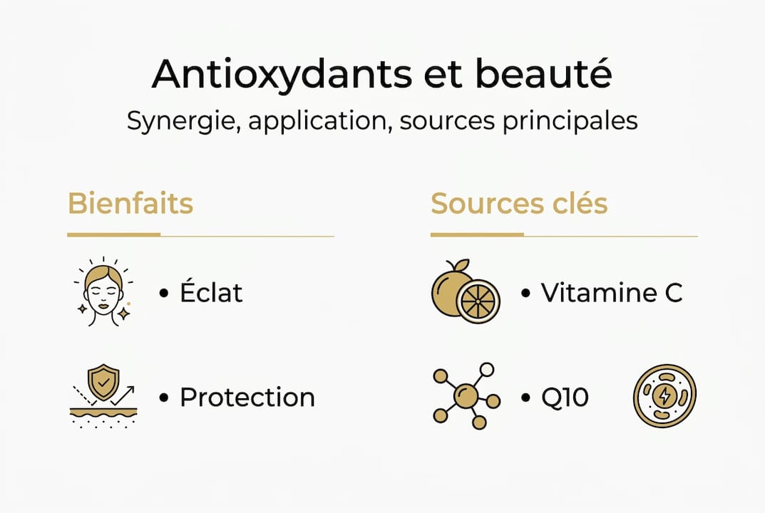 Infographie : les bienfaits des antioxydants pour la peau et où les trouver