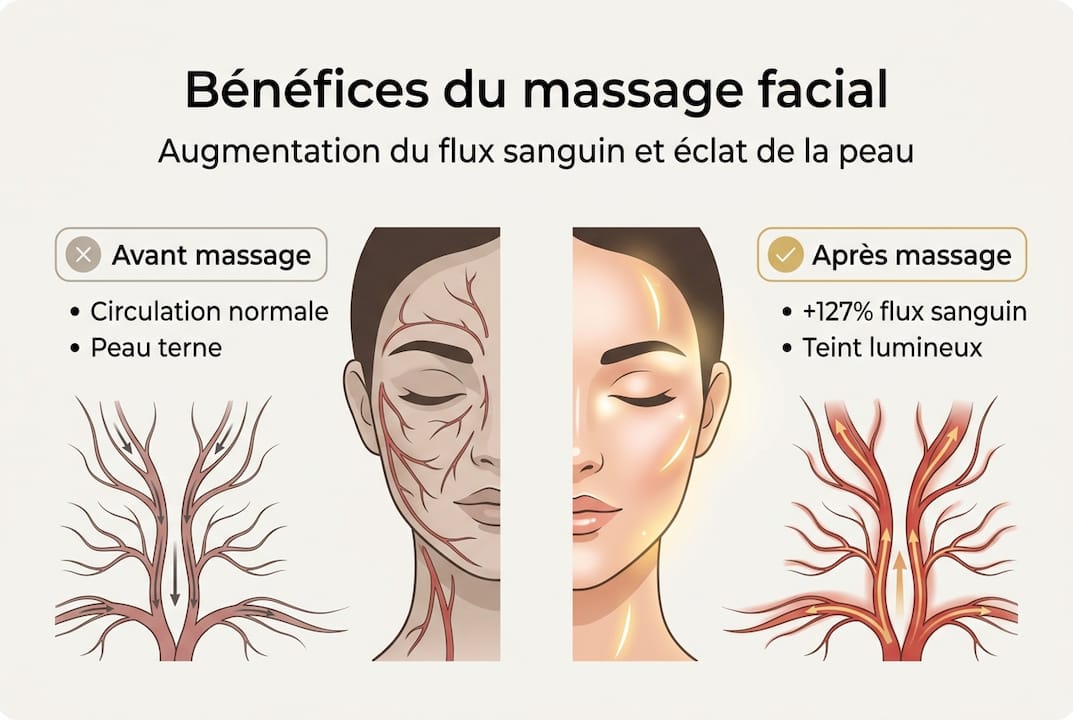 Infographie illustrant l’optimisation de la microcirculation au niveau de la peau