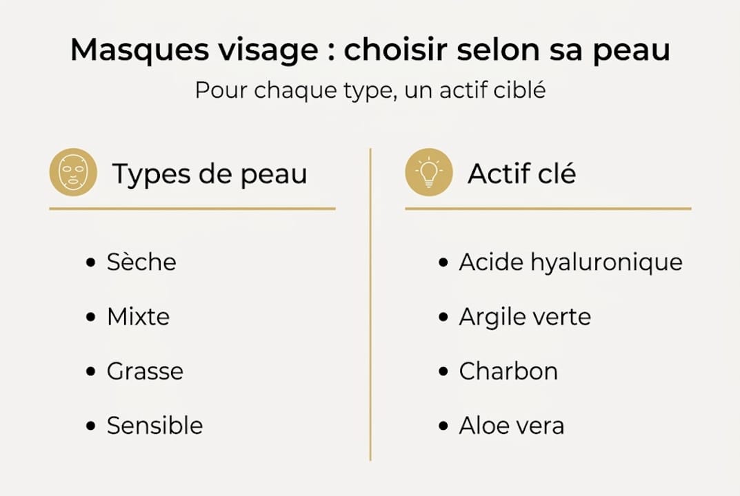Infographie : quels actifs choisir pour chaque type de peau dans vos masques ?