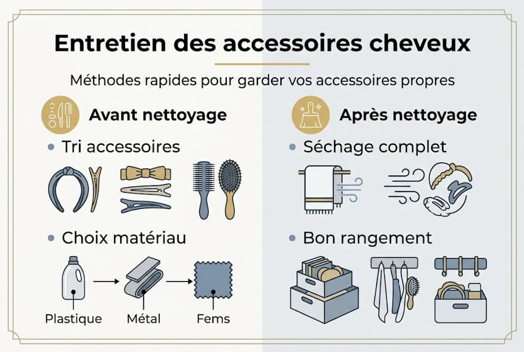 Infographie : comment prendre soin de ses accessoires pour cheveux au quotidien