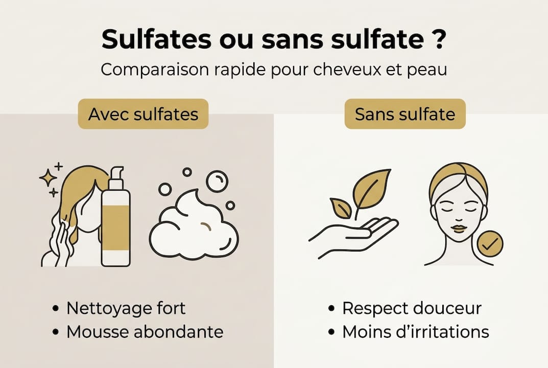 Infographie : différences entre shampoings avec ou sans sulfates