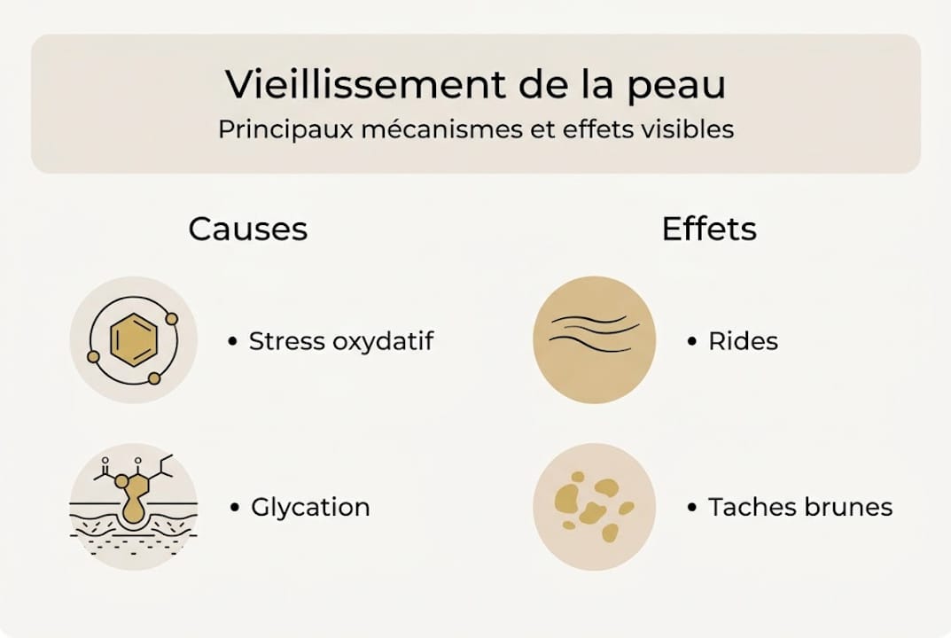 Visuel explicatif sur les processus du vieillissement et leurs impacts