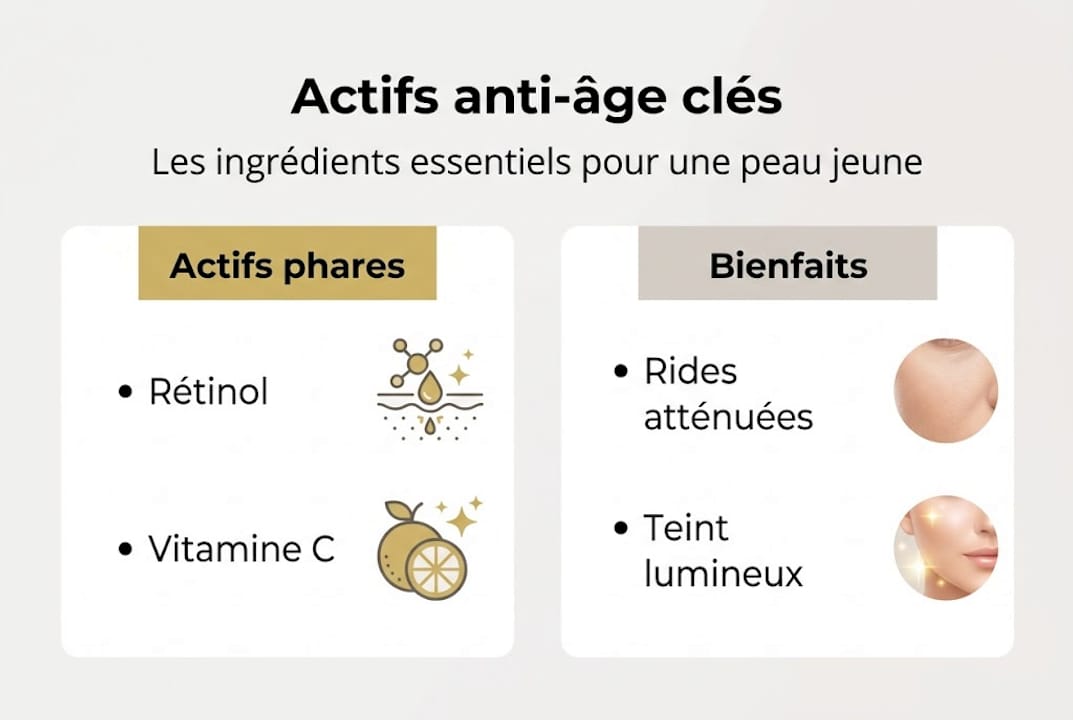 Découvrez notre infographie dédiée aux actifs anti-âge et à leurs vertus pour une peau éclatante de jeunesse.