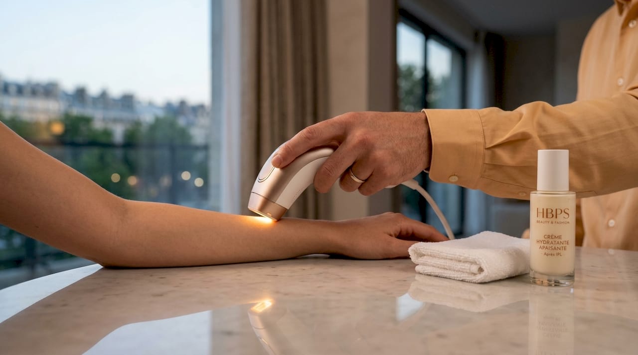 Application de l’embout IPL sur l’avant-bras