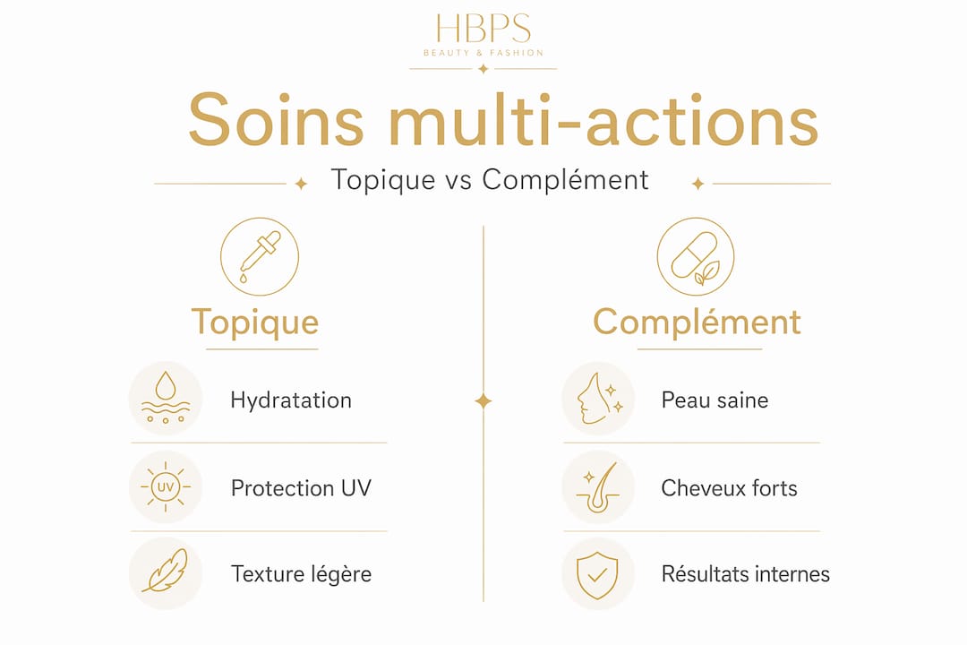 Infographie : comparatif entre soins topiques et compléments