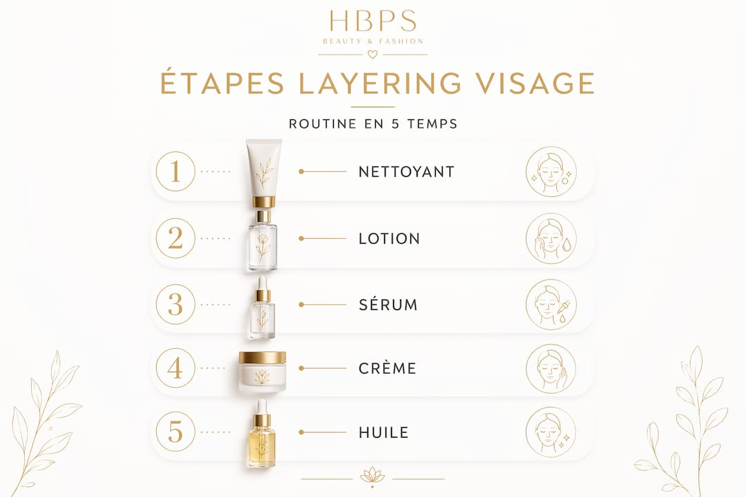 Infographie : les étapes essentielles pour un layering visage réussi