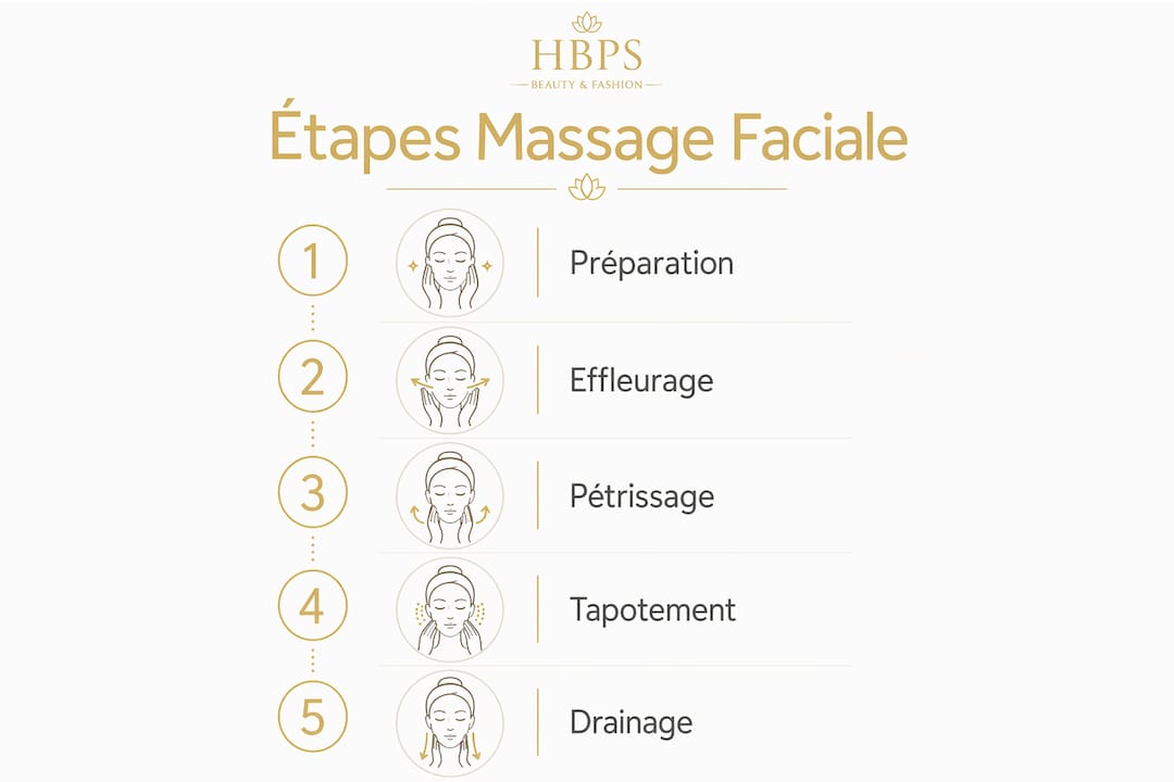Infographie : les différentes étapes pour réussir un massage du visage complet