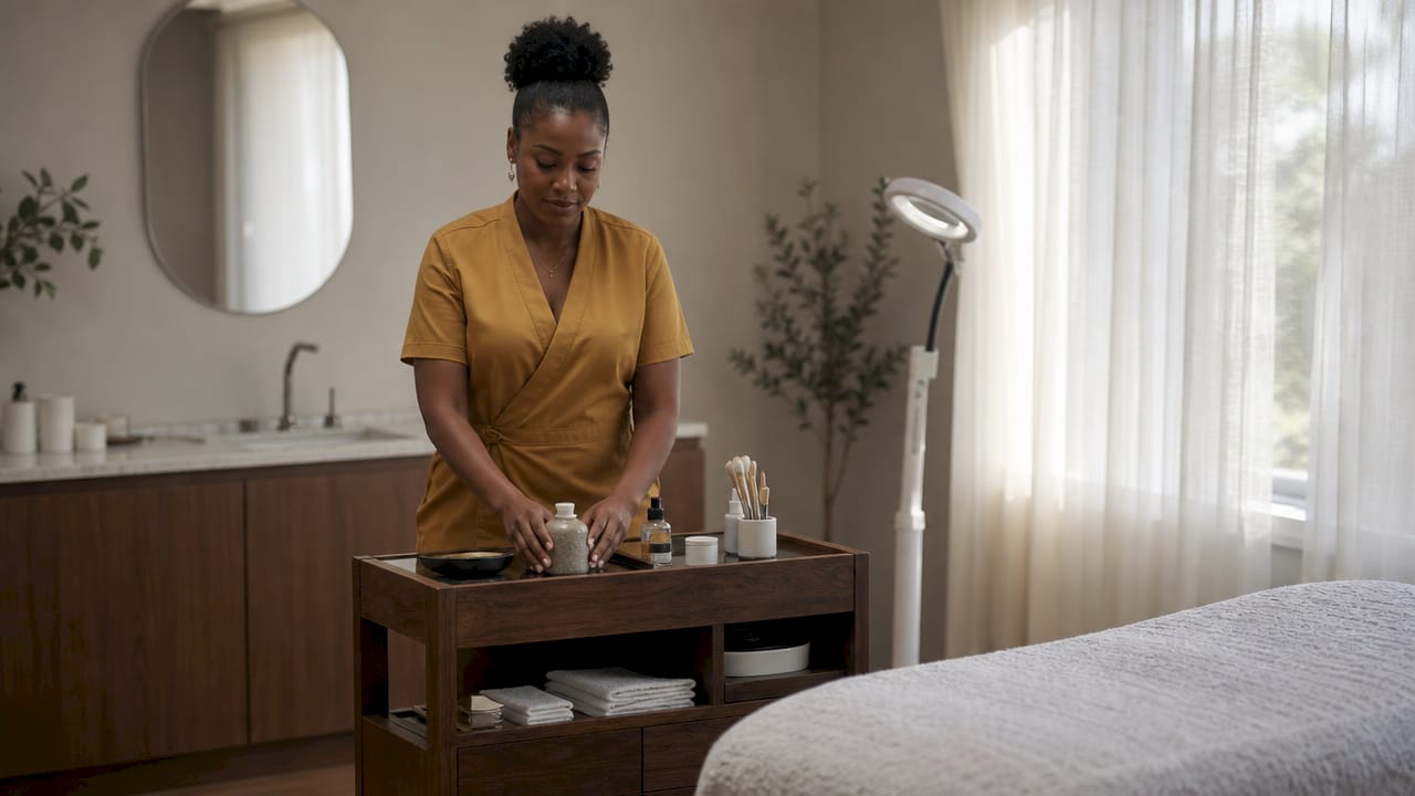 Un chariot de soins pratique intégré dans une cabine moderne