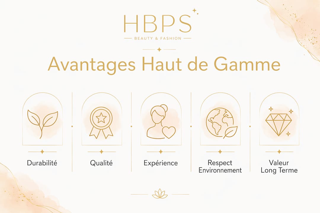 Infographie mettant en avant les atouts des marques de beauté haut de gamme