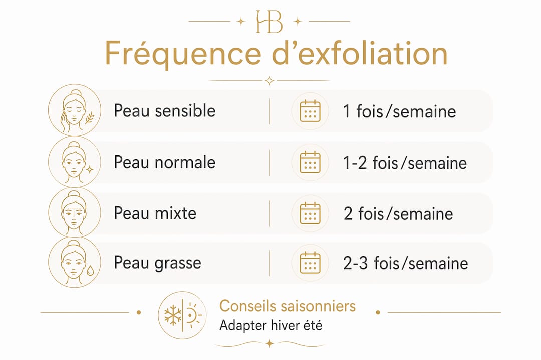 Découvrez en un coup d’œil à quelle fréquence il est conseillé d’exfolier votre peau selon votre type : une infographie pratique pour adopter les bons gestes au quotidien.