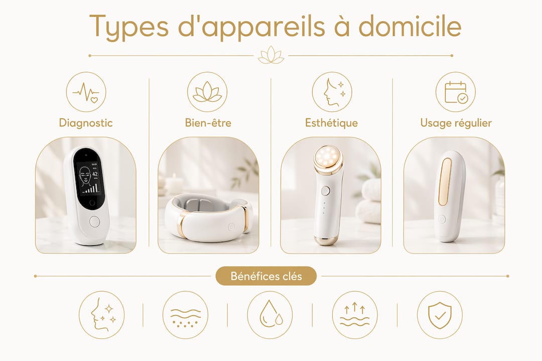 Découvrez en un coup d’œil les différents appareils de soins à domicile et leurs principales utilisations grâce à notre infographie.