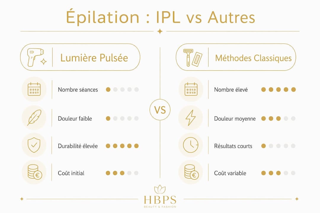 Infographie : IPL face aux autres techniques d’épilation – le comparatif