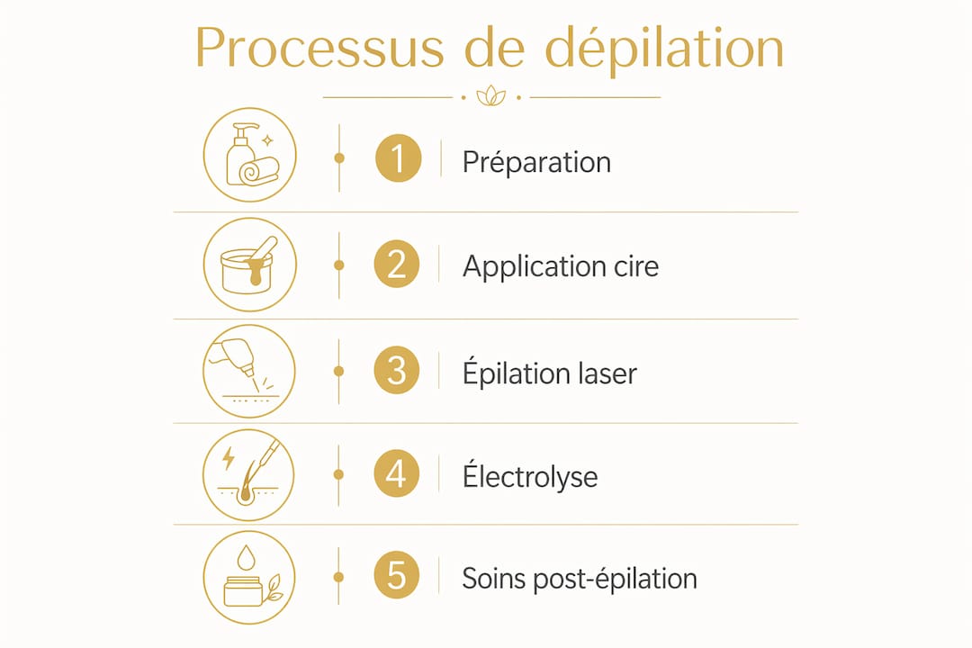 Découvrez en image les différentes étapes d’une séance d’épilation réalisée en institut.