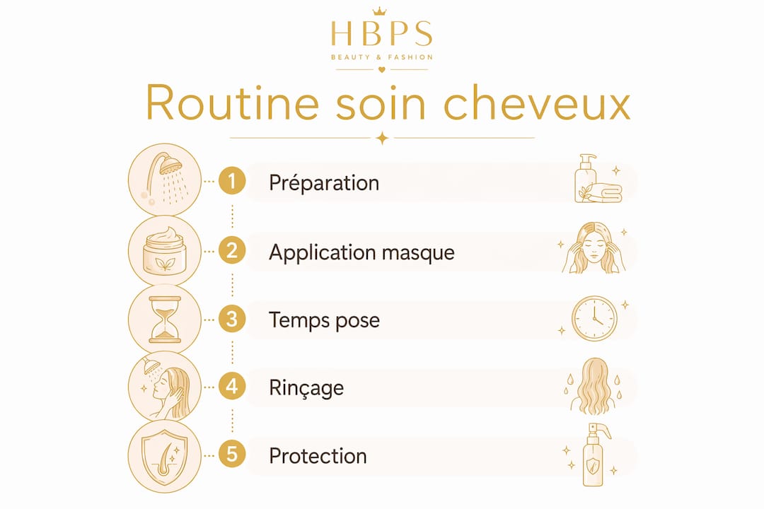 Infographie : les étapes clés d’une routine réparatrice pour cheveux colorés