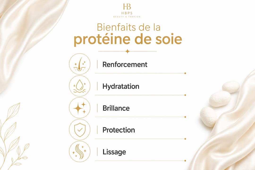 Découvrez en image tous les avantages de la protéine de soie pour des cheveux éclatants et en pleine santé.