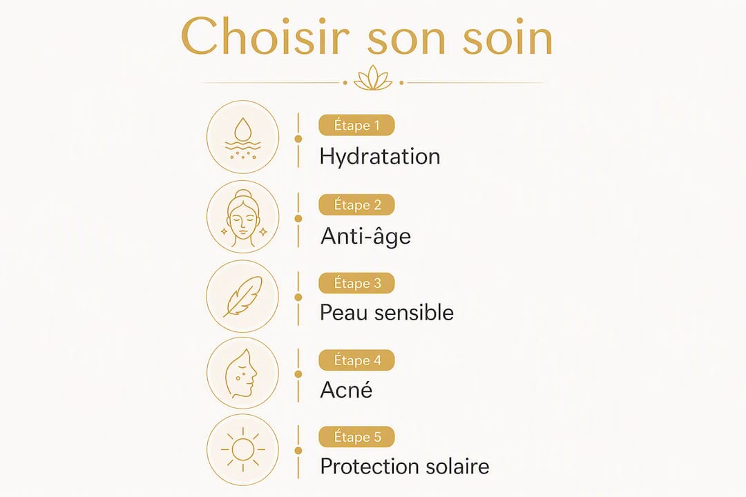 Découvrez, en un coup d’œil, les différentes étapes pour choisir vos soins en fonction de vos besoins.