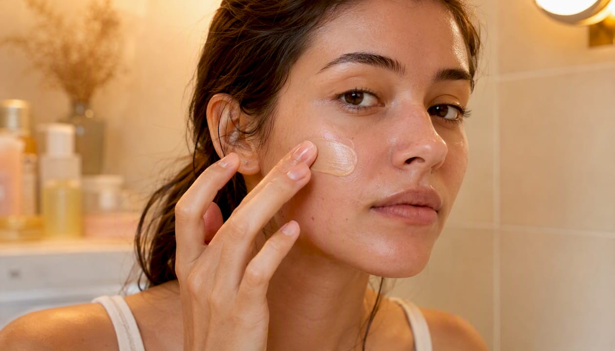 Zoom sur l’application du BB crème sur le visage, étape par étape pour un teint parfait.