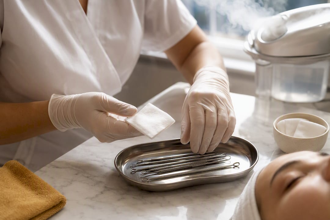 Préparation stérile pour une extraction en institut