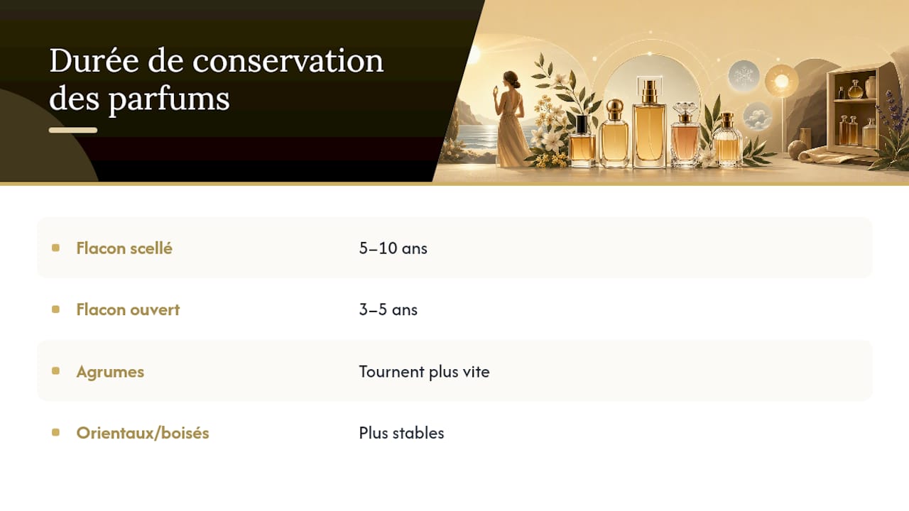Comparaison des durées de conservation d’un parfum