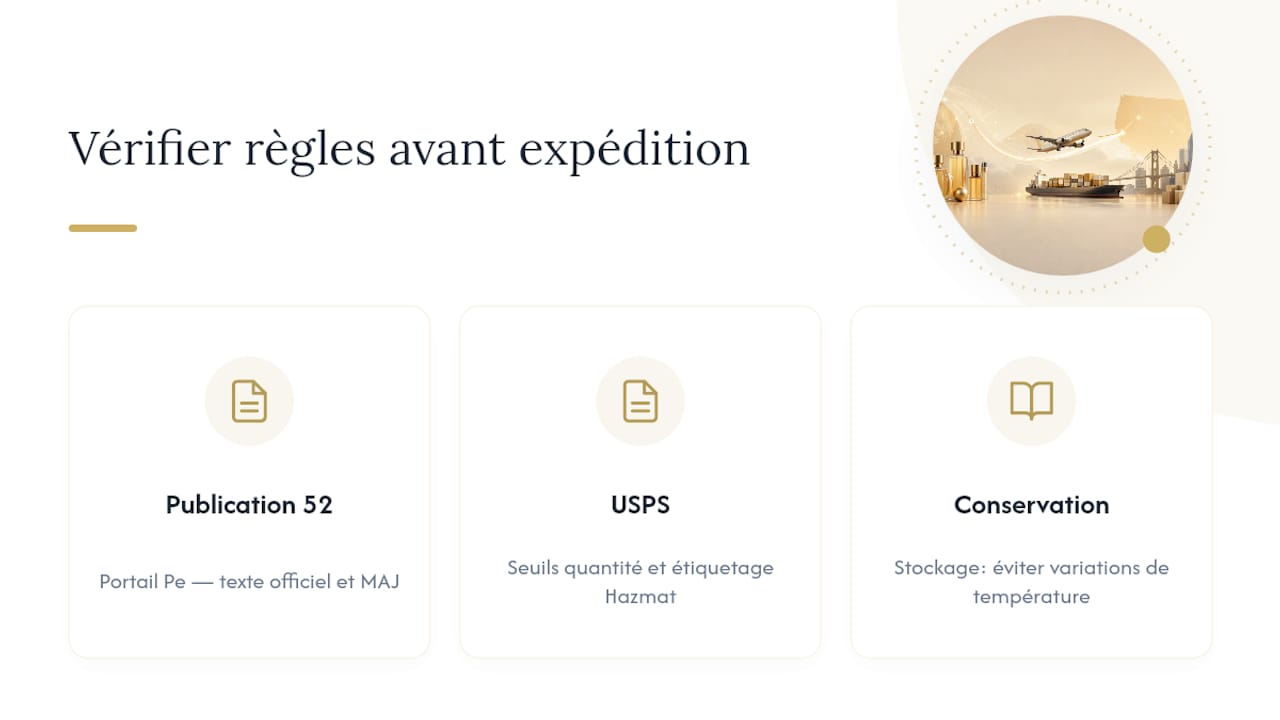 Où vérifier les règles avant d'expédier votre parfum ? — overview diagram