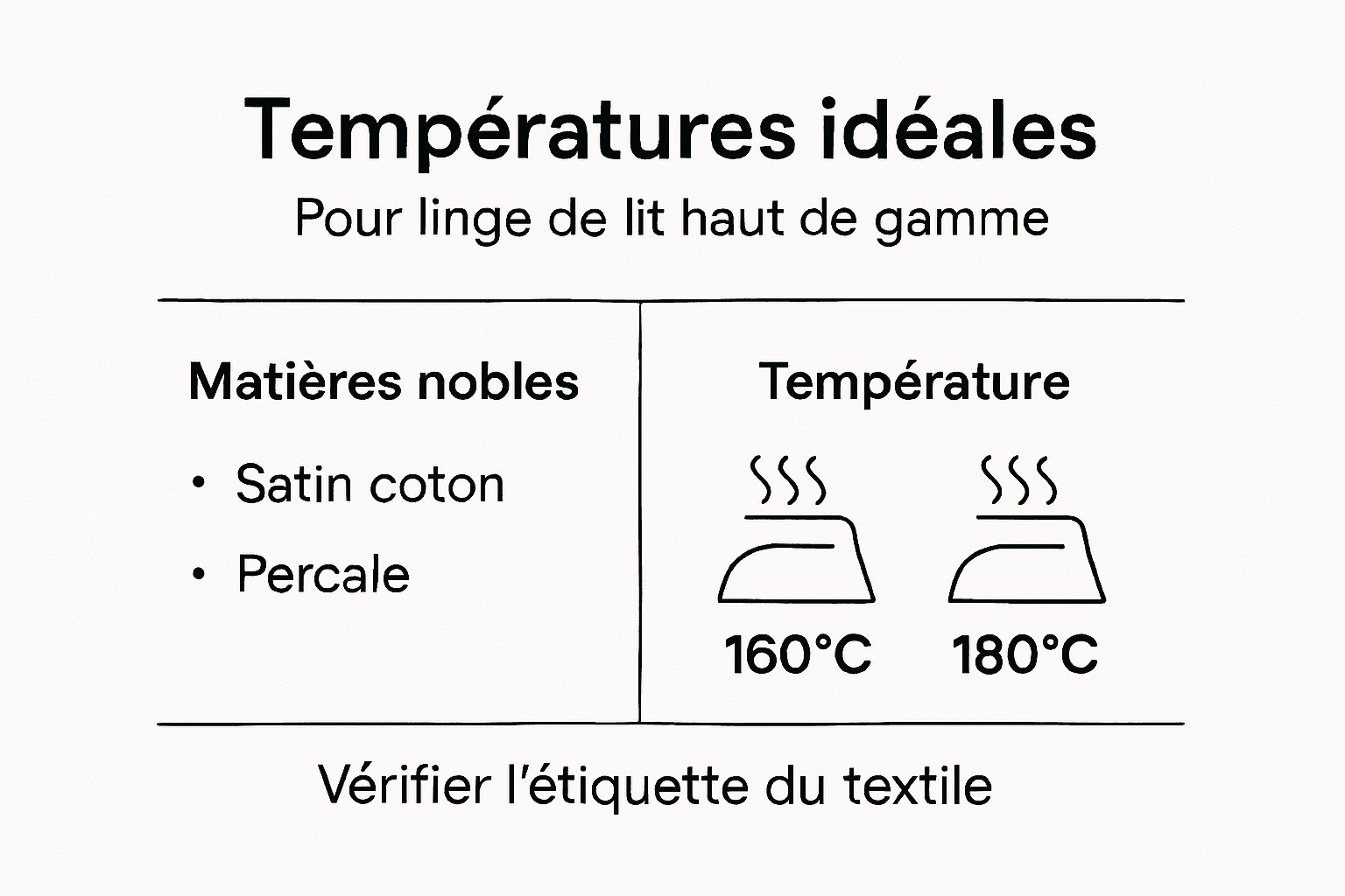 Guide visuel des températures idéales pour repasser les tissus délicats