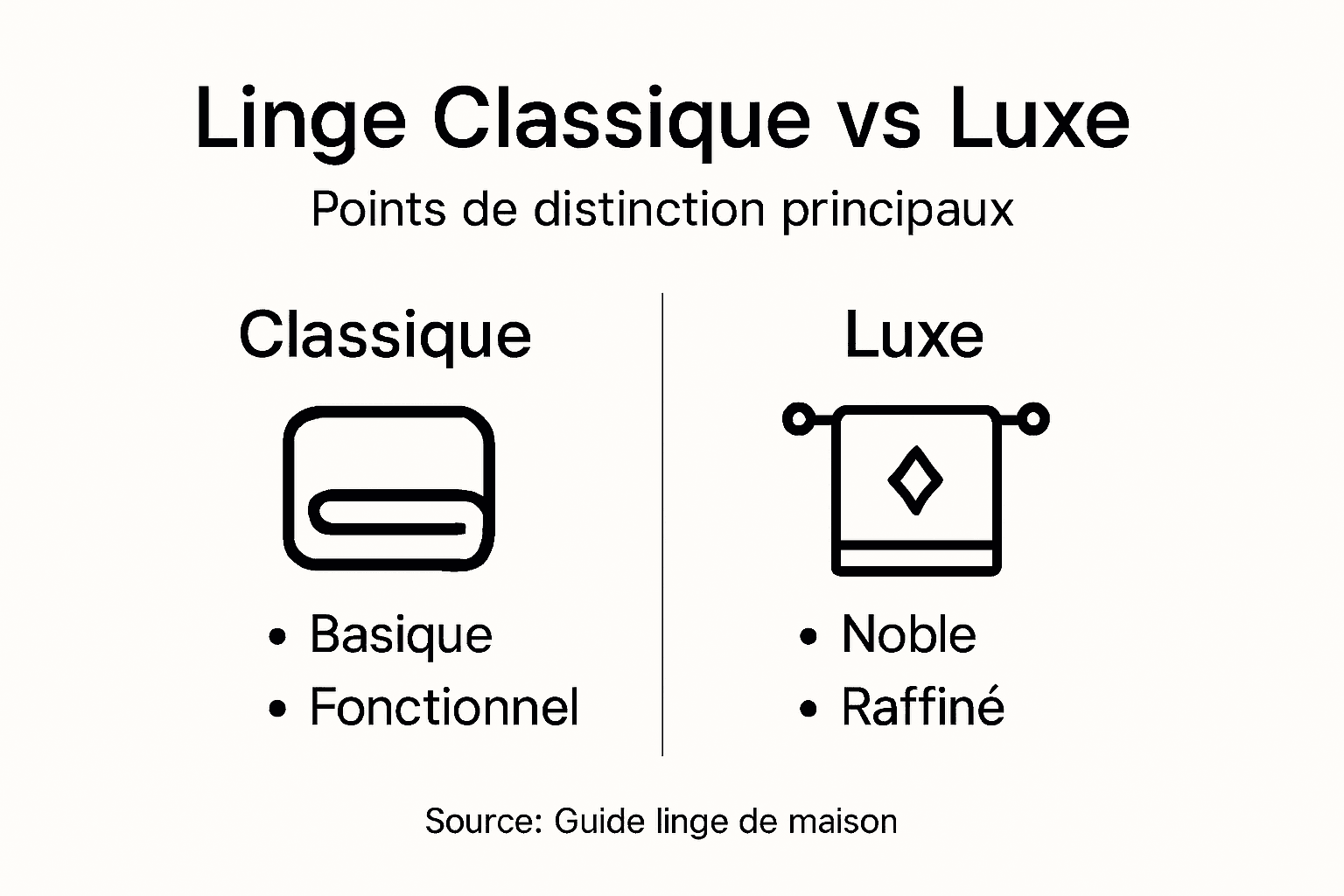 Infographie : les différences entre le linge de maison traditionnel et le linge haut de gamme