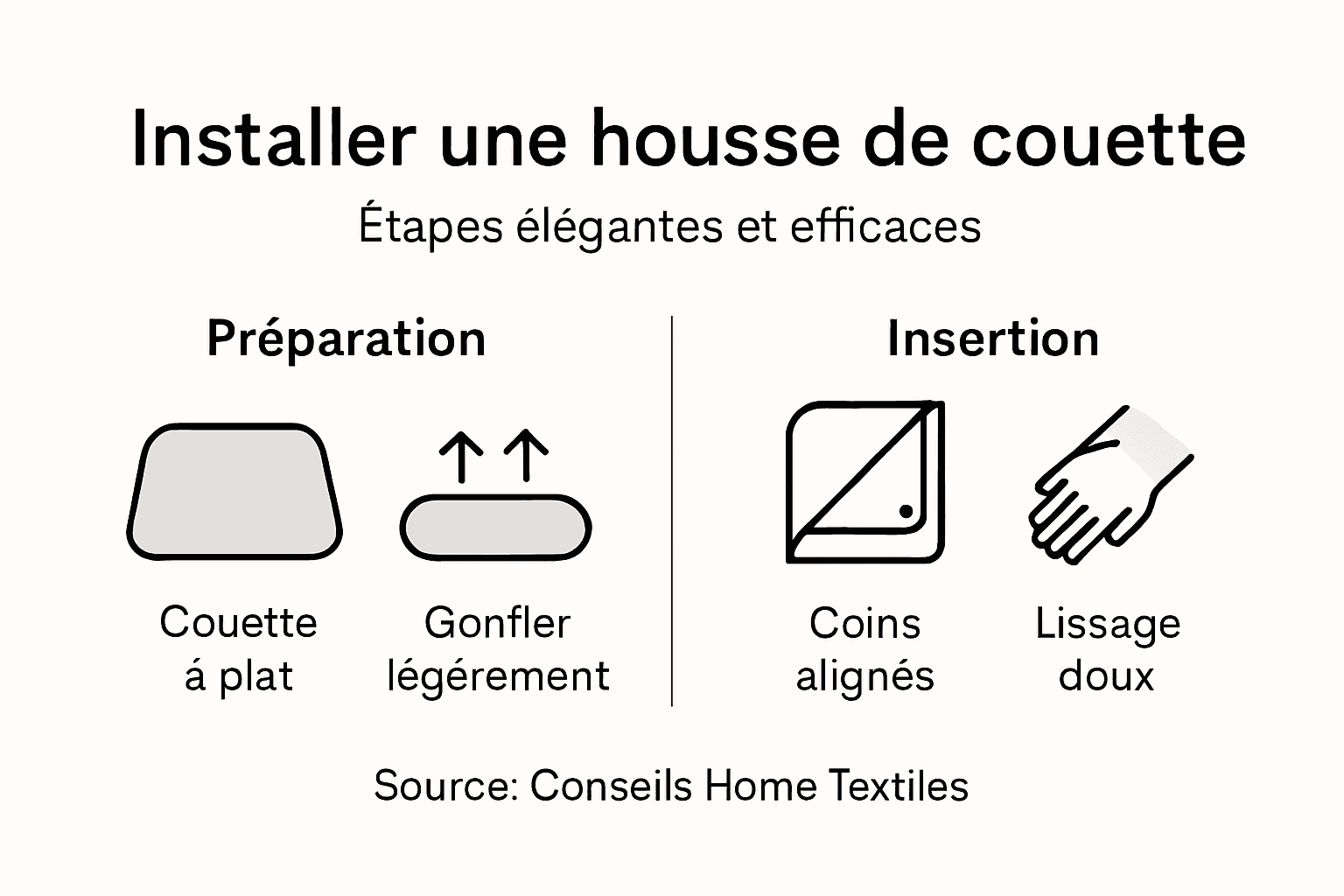 Infographie : les différentes étapes pour enfiler facilement une housse de couette