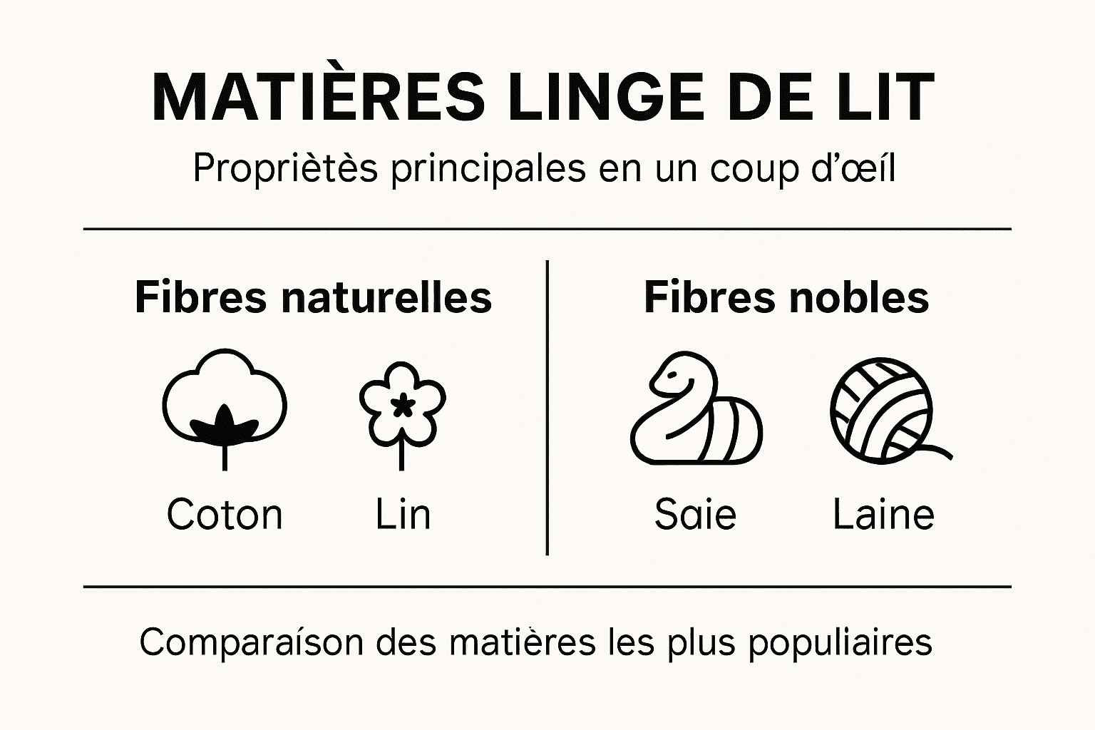 Présentation des différents tissus utilisés pour le linge de lit
