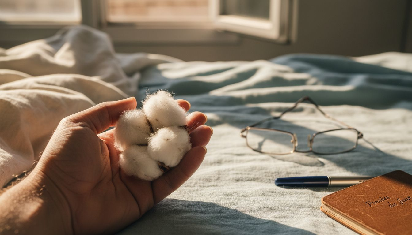 Zoom sur la finesse des fibres de coton égyptien utilisées dans le linge de lit
