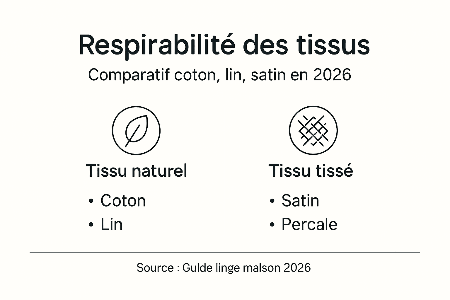 Infographie comparative sur la respirabilité du coton, du lin et du satin