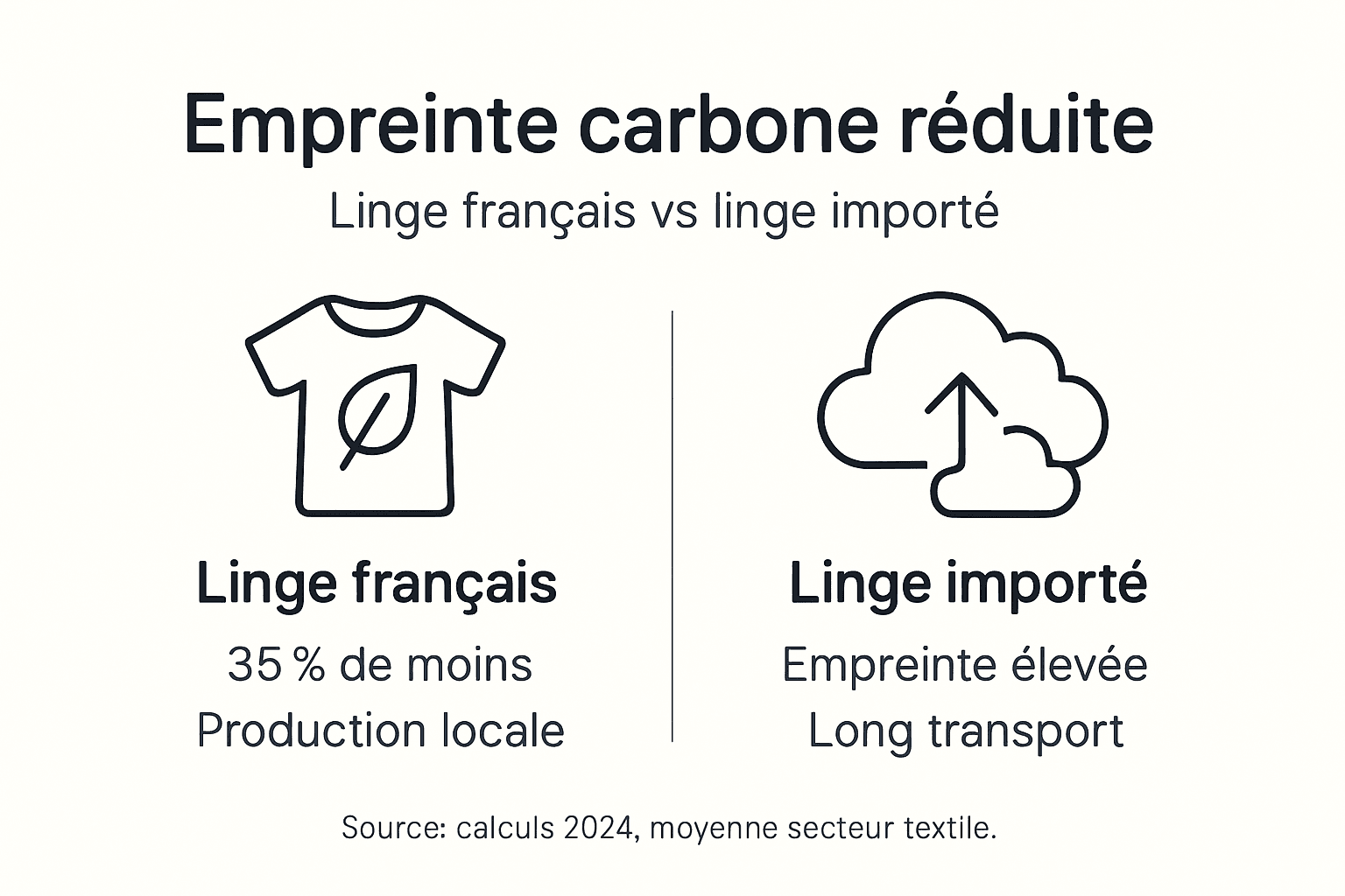 Infographie : les différences entre le linge fabriqué en France et le linge importé