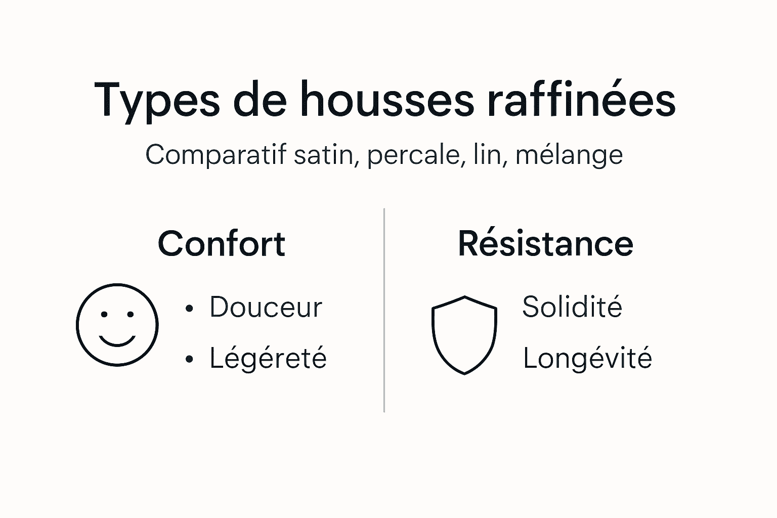 Infographie : comparatif entre housses de couette en satin, percale et lin
