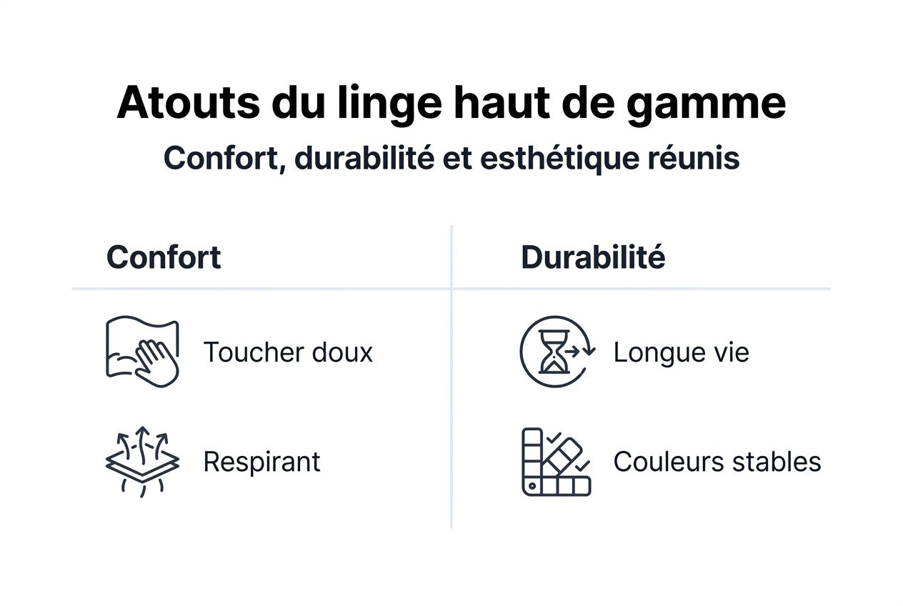 Infographie sur confort et durabilité du linge haut de gamme