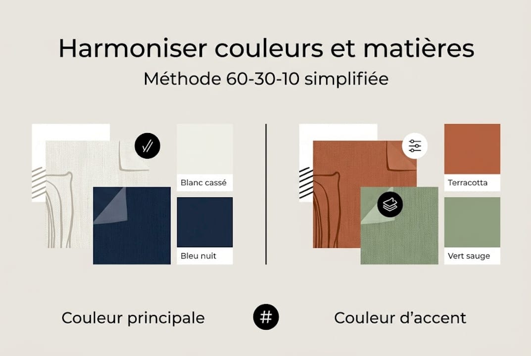Infographie : comment appliquer la règle des couleurs 60-30-10 à votre linge de maison