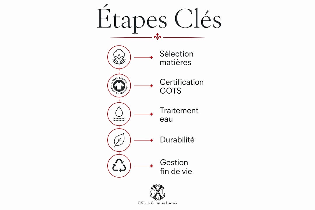 Découvrez en un clin d’œil les grandes étapes de la fabrication de textiles respectueux de l’environnement grâce à notre infographie.