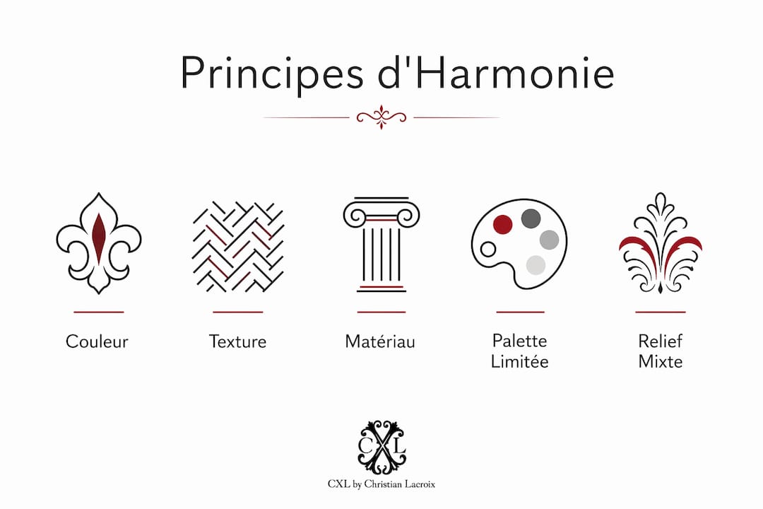 Visuel mettant en avant les fondamentaux de l’harmonie en décoration intérieure