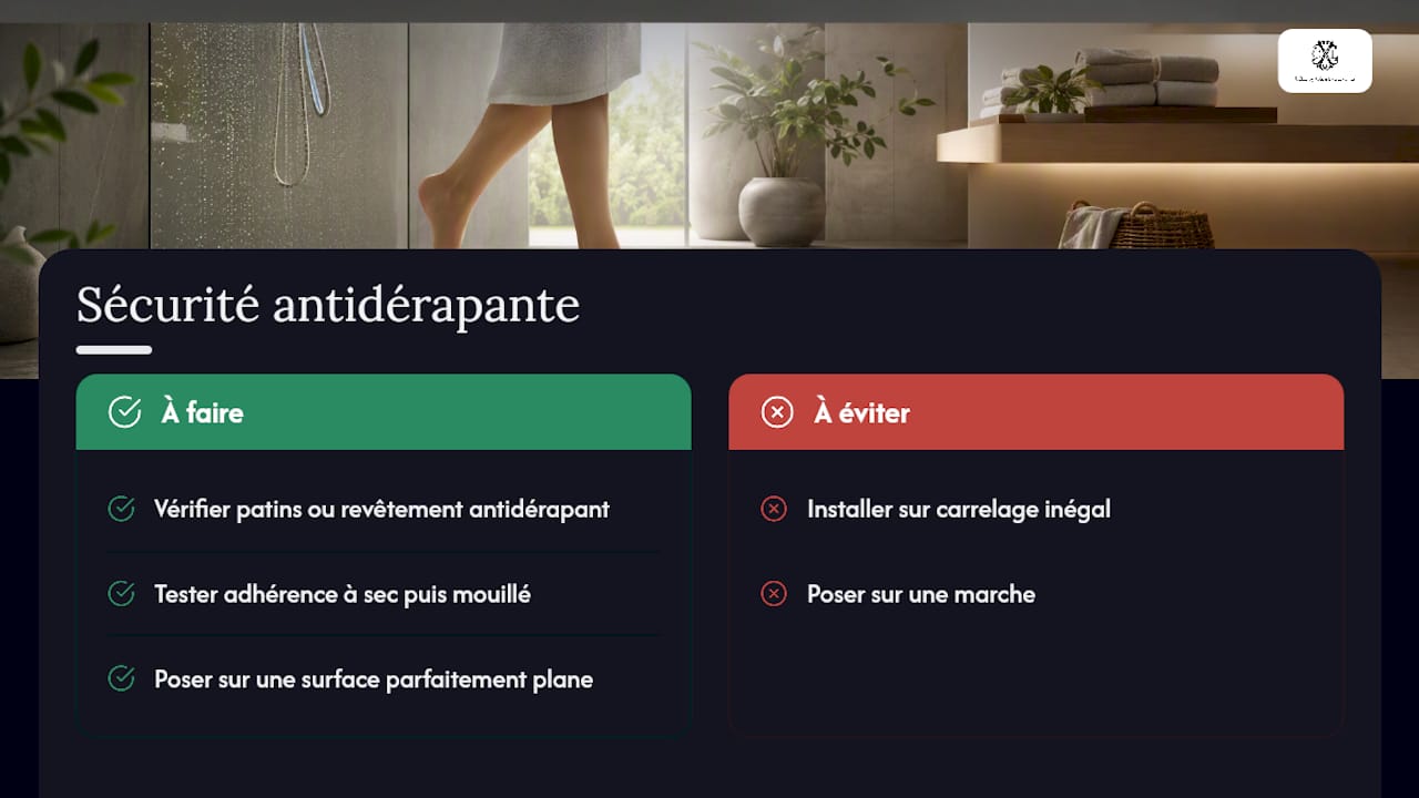 Trois vérifications pour garantir la sécurité d’un tapis de bain