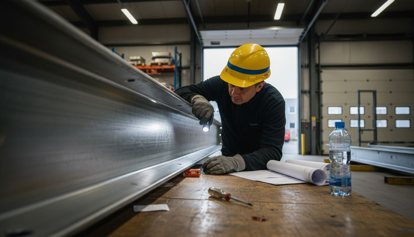 Definitie Professionele Tentoplossing: Kwaliteit en Toepassingen 2 Een inspecteur kijkt nauwkeurig of de materialen van de tentconstructie aan alle eisen voldoen.