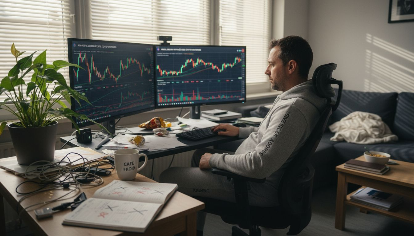 Un trader examine les données du marché des DEX installé à son bureau.