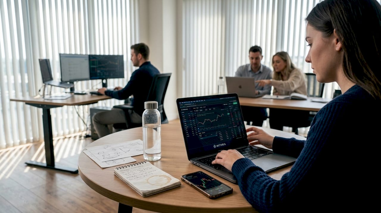 Trader configures crypto bot with market charts