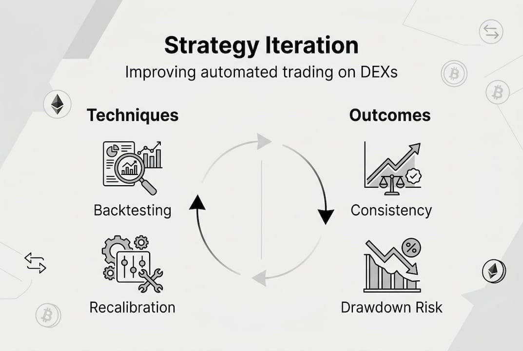 Infographic of strategy iteration techniques and results
